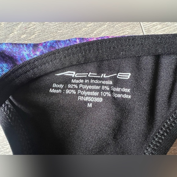 Activ8 Mesh Panel High Neck Racerback Galaxy Sports Bra. Size M - Picture 6 of 7